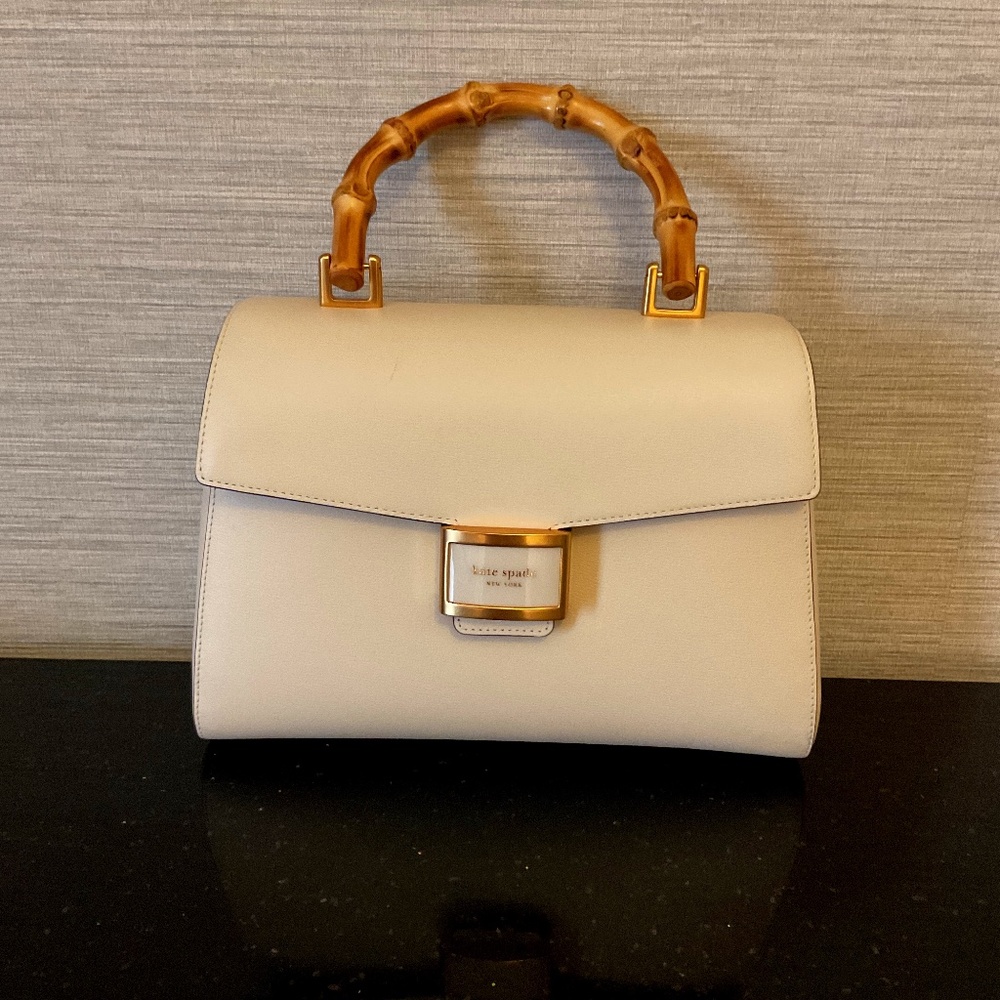 kate spade Cream Leather Top-Handle Crossbody with Bamboo Handle